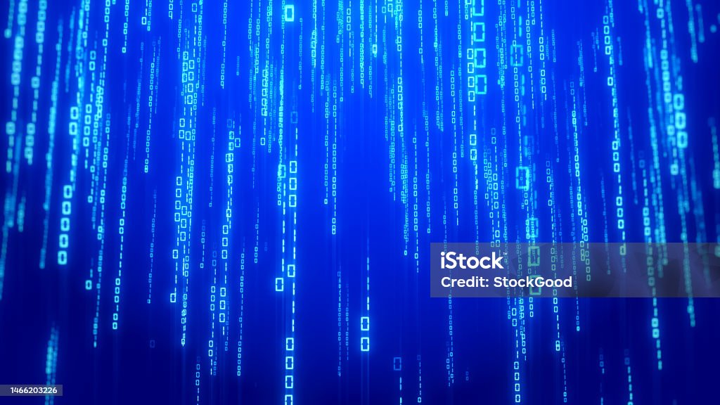 Technology Digital Data Background With Binary Code Falling Stock Photo ...