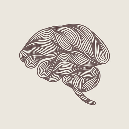 An abstract, artistic depiction of a human brain. EPS10 vector illustration, global colors, easy to modify.