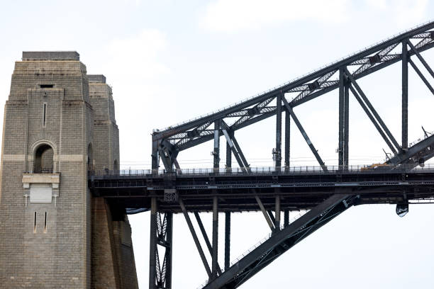 istock Part of Sydney Harbour Bridge with stone pillar, background with copy sapce 1466205612