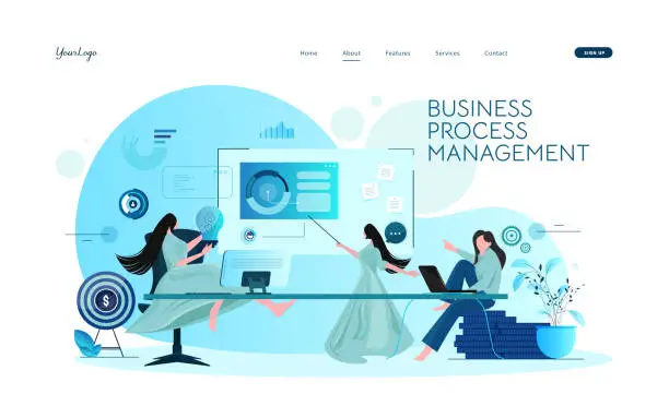 Vector illustration of Business Process and Workflow Algorithm Concept.