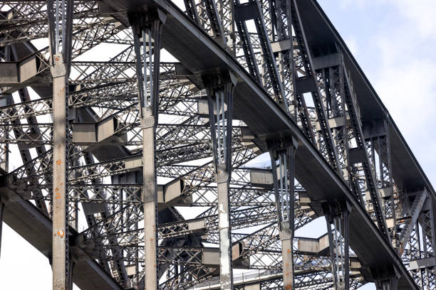 istock Closeup large bridge complicated steel structurel 1466208394