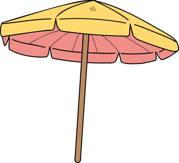 Vector illustration of Hand Drawn beach umbrella illustration in doodle style