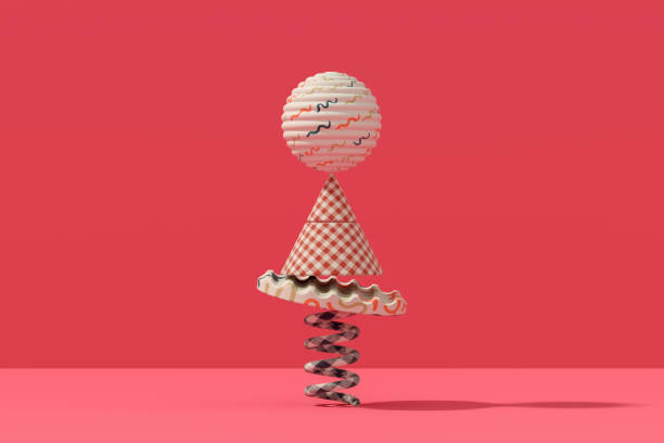 Balance, teamwork concept with geometric shapes