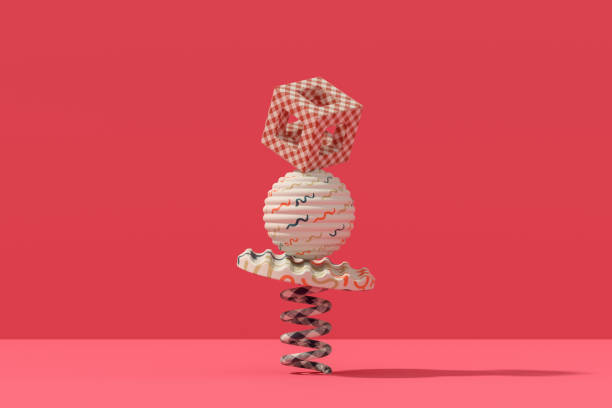 Balance, teamwork concept with geometric shapes