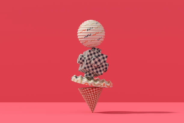 Balance, teamwork concept with geometric shapes