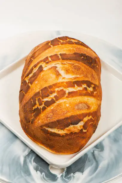 Fresh baked Tiger Sourdough Bread also known as Dutch Crunch.