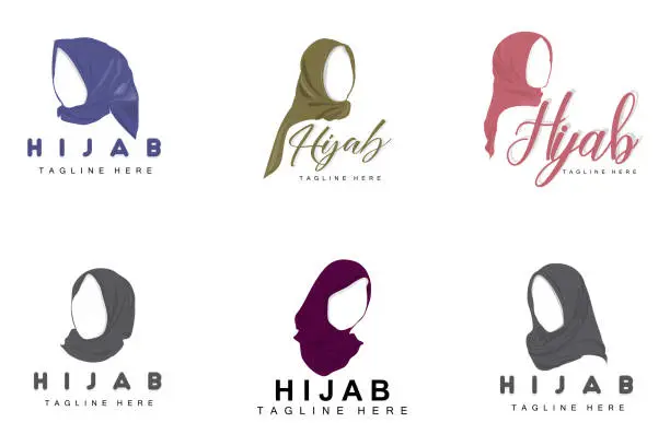 Vector illustration of HIjab Logo, Fashion Product Vector Brand, Muslim Women Hijab Boutique Design