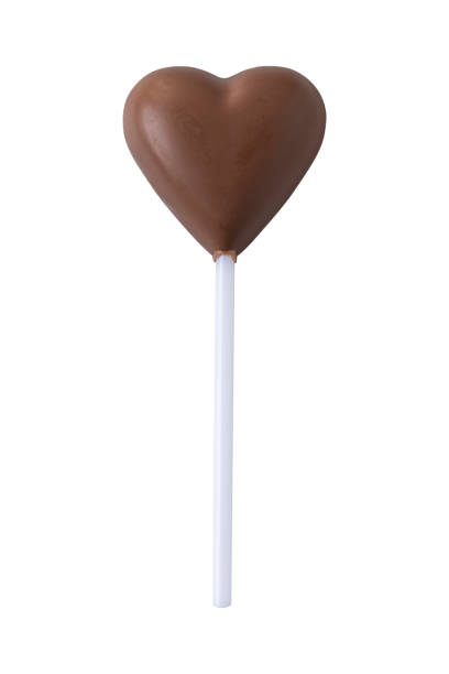 istock Heart chocolate lollipop isolated on white background 1466233482