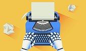 istock Robot typing on a typewriter illustration 1466243153