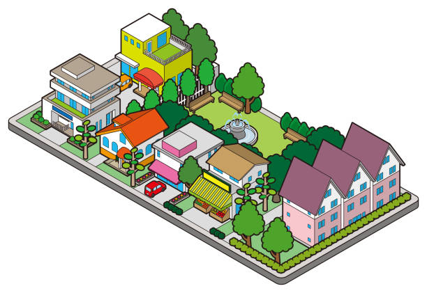istock A three-dimensional illustration of a building. Cityscape view. 1466243887