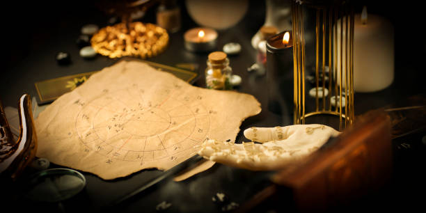 istock Blurred Astrological forecast, mysticism and science concept. 1466246652