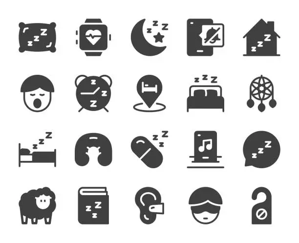 Vector illustration of Sleeping - Icons