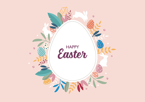 Happy Easter greeting invitation card. Vector illustration