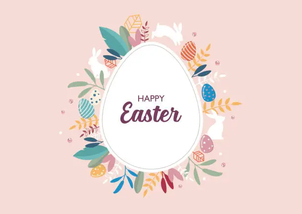 Vector illustration of Happy Easter greeting invitation card