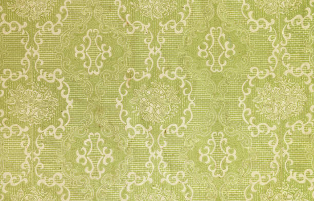 istock Old wallpaper on the wall. Old wallpaper for texture or background. 1466256744
