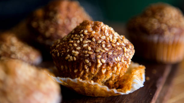 istock Whole wheat muffins with whole wheat flour and sesame. 1466262154