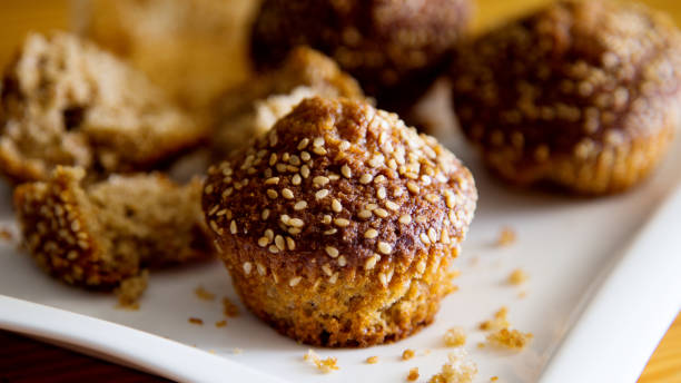 istock Whole wheat muffins with whole wheat flour and sesame. 1466262162