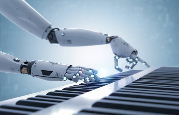 istock Ai music composer or generator with robot play piano 1466265794