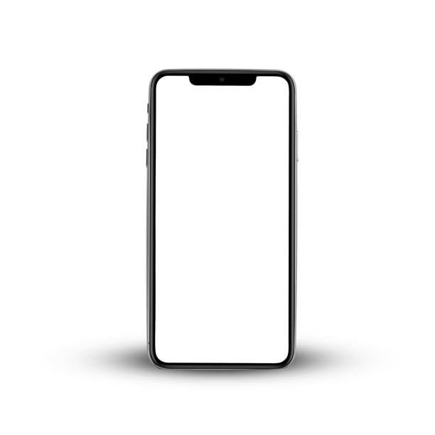 istock Smartphone mockup , Isolated of Three angles mobile phone with blank screen frame template on white background. 1466270785