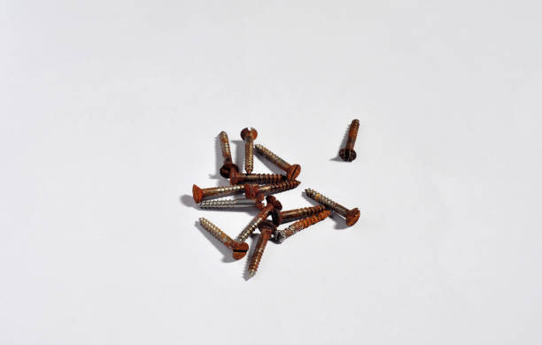 Rusty screws stock photo