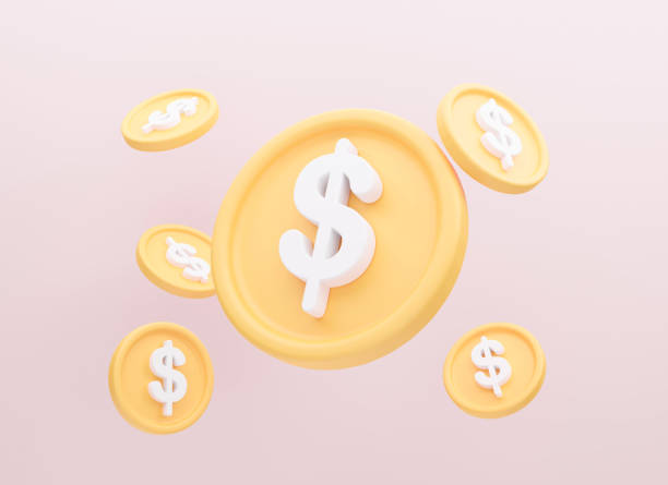 istock Floating Gold Coins on pink background, 3D rendering illustration. 1466280762