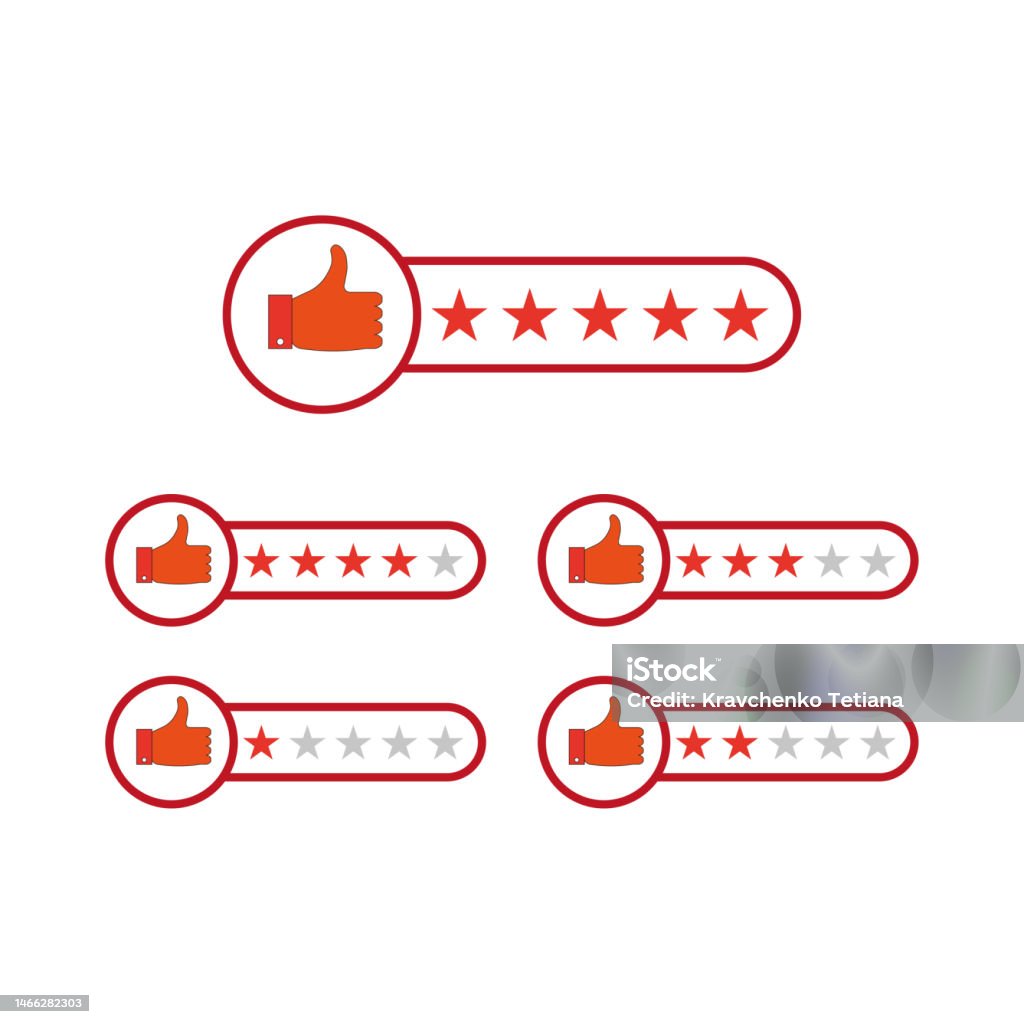 Red Rating Button Rating Red Star Scale For Game Background Design Vector Illustration ...