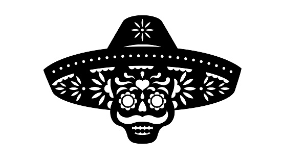 Stencil for Dia de los muertos. For cutting, laser cutting, decoupage. Template vector illustration.