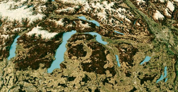 istock Austria Salzkammergut Topographic Map 3D View Winter North Color 1466285705