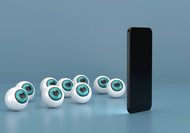 Abstract eyes is looking at the Mobile Phone