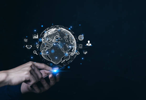 istock Businessman touching smartphone showing global success icon. big data Connect digital technology 1466291506