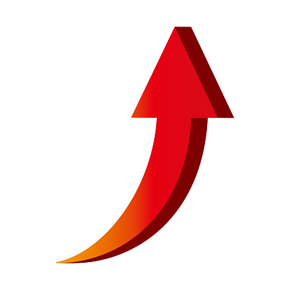 Illustration of a single rising red arrow