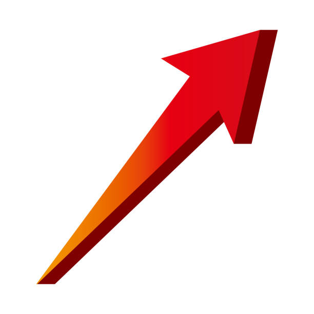 ilustrações de stock, clip art, desenhos animados e ícones de three-dimensional red arrow icon rising straight - guidance direction arrow sign speed