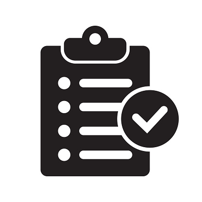 Clipboard with mark icon in flat style isolated on background. Checklist sign symbol for web site and app design.