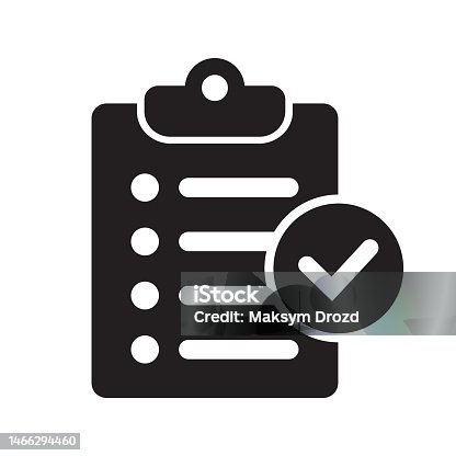 istock Clipboard with mark icon in flat style isolated on background. Checklist sign symbol for web site and app design. 1466294460