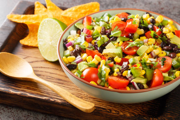 istock Homemade Texas Caviar Bean Dip with Chips closeup in the bowl. Horizontal 1466296571