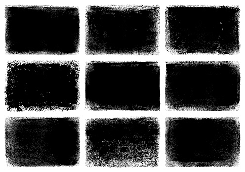 Set of black grunge rectangular backgrounds.