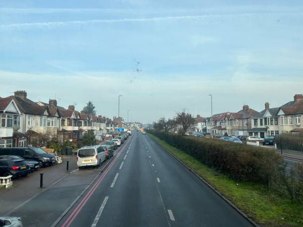 istock Motorway with residential houses both sides. 1466298634