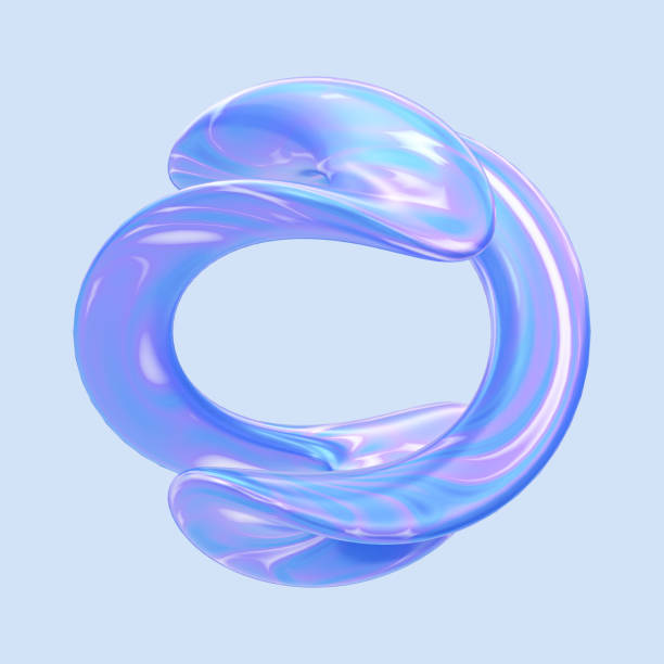 Fluid shape element. Holographic geometric shapes for trendy design. 3d rendering.