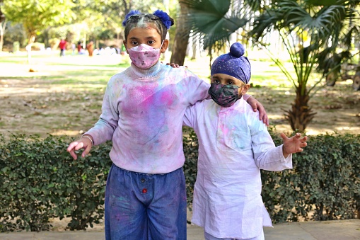 The festival of colour Holi & Kids Playing Holi