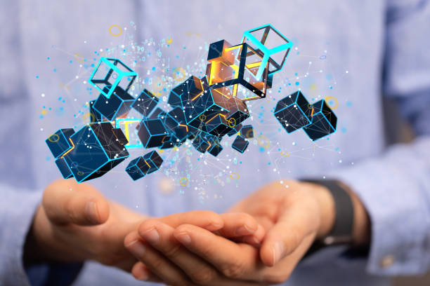 istock Closeup shot of small colorful cubes floating 1466302904