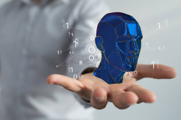 istock 3D blue abstract polygonal human head and numbers above a hand 1466302994