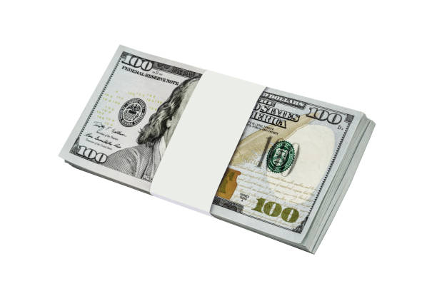 istock Money Stacks dollar bundles isolated on white background 1466306725