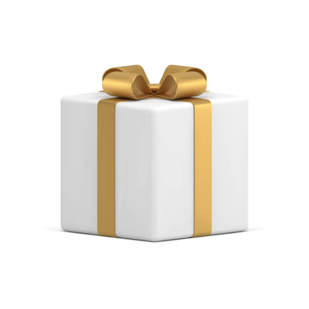 istock White gift box golden bow ribbon festive present surprise 3d icon realistic vector illustration 1466307513