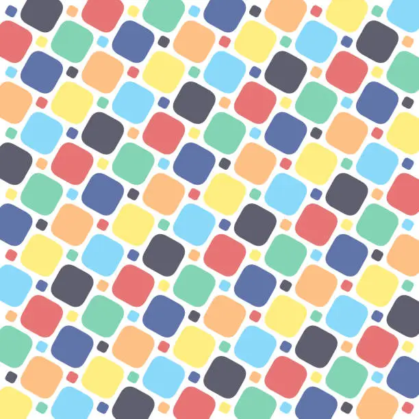Vector illustration of Dual size rounded colorful squares pattern on white