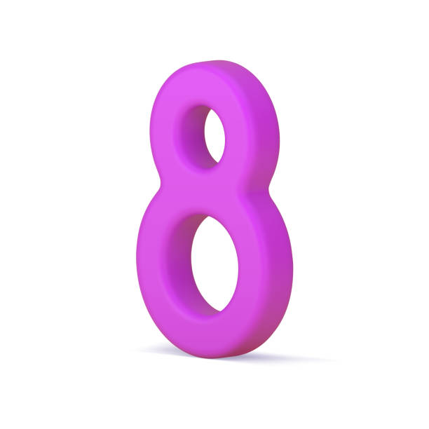 istock Purple eight number International Women's Day greeting curves decor element 3d icon realistic vector 1466308768