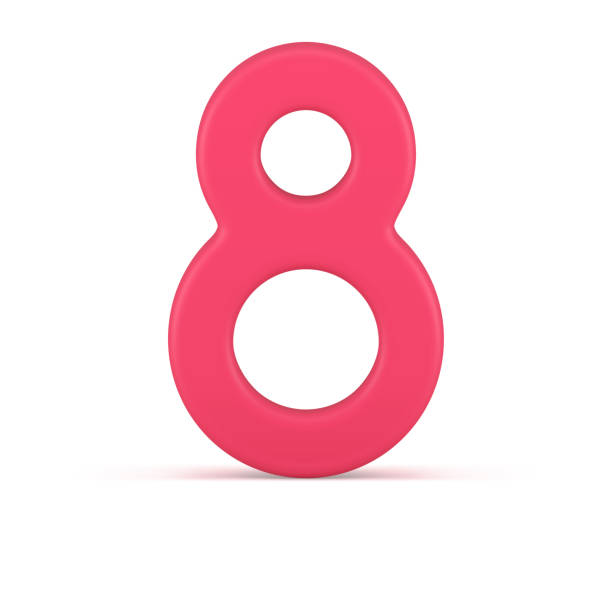 istock Pink eight number International Women's Day festive holiday celebration 3d icon realistic vector 1466308817