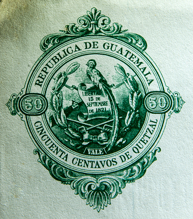 Coat of arms on letterhead, symbol of the Republic of Guatemala to a color.