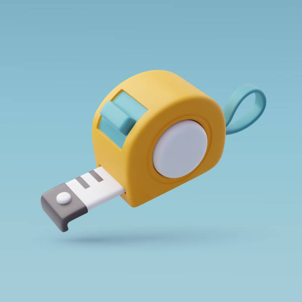 ilustrações de stock, clip art, desenhos animados e ícones de 3d vector tape measures, construction and maintenance icon for web design. - tape measure ruler measuring instrument of measurement