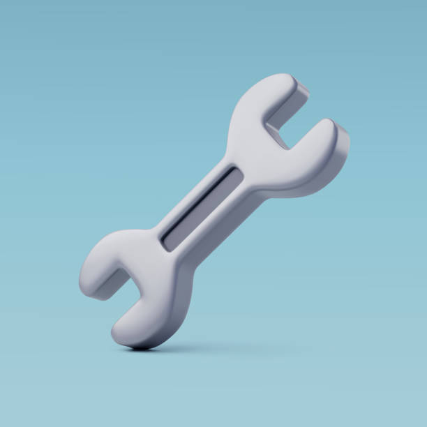 istock 3d Vector Wrench of Metallic Mechanic Tool, Construction and Maintenance Icon for Web Design. 1466312303