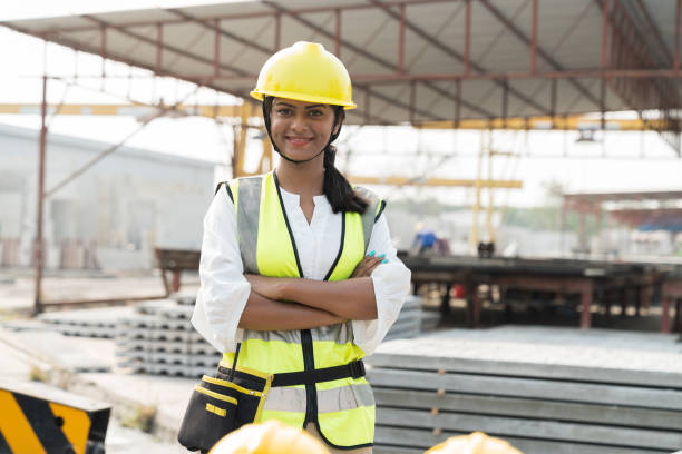 istock Foreman builder woman at construction site. Asian foreman construction woman working at construction site 1466313014